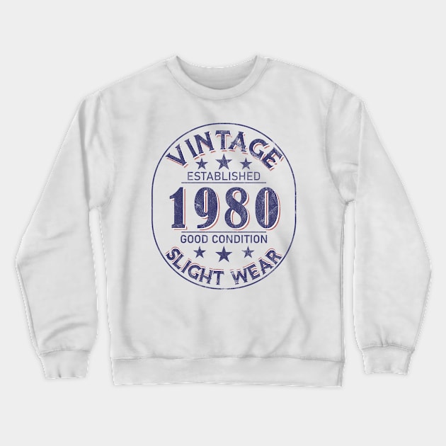 Vintage Established 1980 Crewneck Sweatshirt by Stacy Peters Art